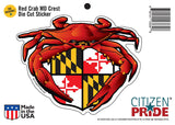 Packaging of Red Crab Maryland Crest Sticker