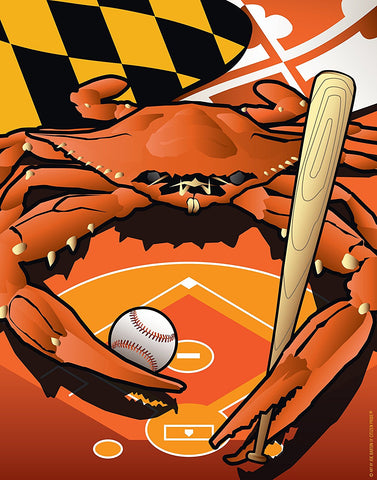 Sports Crab Oriole Poster Art Print by Joe Barsin, 12x14