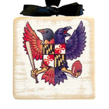 Birdland Maryland Crest, Wooden 3x3" Holiday Ornament with Satin Ribbon