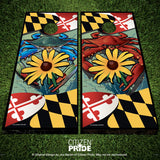 MD Blue VS Red Crab Black-Eyed Susan Cornhole Boards, 24x48", Direct to Wood Printing
