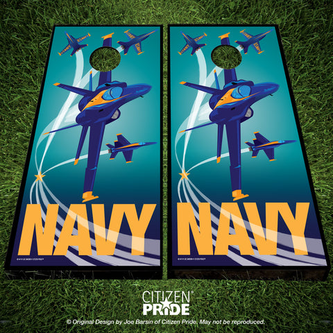 Navy Blue Angels Cornhole Boards & Vinyl Skin Wraps, 24x48"