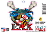 Blue Crab Maryland LAX Sticker Card, 7x5