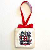 Boston Sports Fan Crest, Wooden 3x3" Holiday Ornament with Satin Ribbon