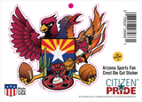 Arizona Sports Fan Crest, sticker decal die cut vinyl, 5x4.4"