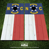 North Carolina Flag woodgrain Cornhole Boards Vinyl Skin Wraps, 24x48"