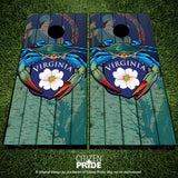 Blue Crab Virginia Dogwood Crest Cornhole Boards Vinyl Skin Wraps, 24x48"