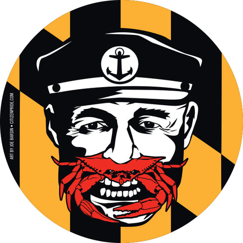 Maryland Captain ACrab, Circle Sticker, 3x3