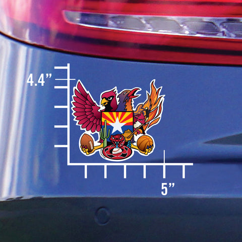 Arizona Sports Fan Crest, sticker decal die cut vinyl, 5x4.4