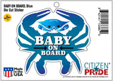 Baby On Board, Blue Crab, Car Sticker, 4.75x4.25, package