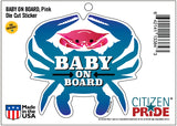 Baby On Board, Pink Crab, Car Sticker, 4.75x4.25, package