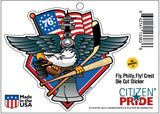 Fly, Philly, Fly! Sports Fan Crest, sticker decal die cut vinyl, package