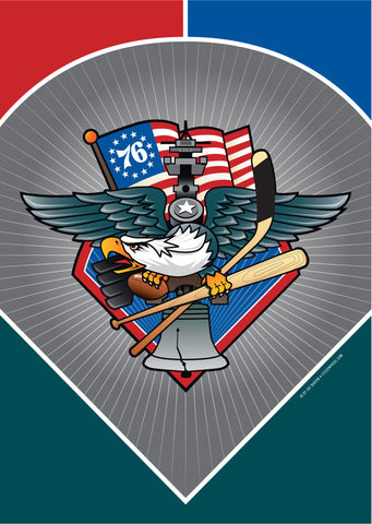 Fly, Philly, Fly! Sports Fan Crest House Flag by Joe Barsin, 28x40