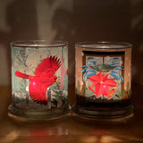 Series of Candle Holders, Winter Cardinal and Blue Crab Poinsettia