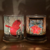 Series of Candle Holders, Winter Cardinal and Blue Crab Poinsettia