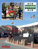 Irish Claddagh flags flying above the Annapolis Irish Parade pavilion