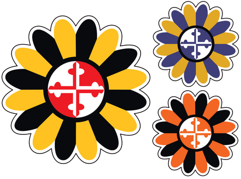 Maryland Power Flowers Stickers, 3.5x3.5" & 2x2”