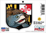 Maryland Terrapin Crest Sticker, die cut vinyl, 4.1x4.2"