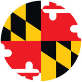 Maryland Flag Circle, Large Decal, die cut vinyl, 9" wide