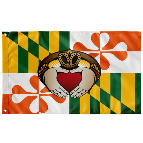 Maryland flag Irish Claddagh, Large Flag, 60 x 36" with 2 grommets