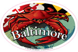 Baltimore Maryland Red Crab Oval Sticker, 6x4