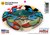 Maryland Blue Crab Oval Sticker, 6x4 card
