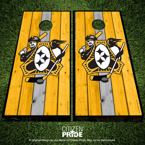 Pittsburgh Three Rivers Roar Sports Fan Crest Cornhole Boards, 24x48"