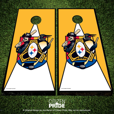 Pittsburgh Sports Fan Crest Cornhole Boards, 24x48"