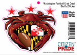 Washington Football Crab Maryland Crest, sticker decal die cut vinyl, 5x4.5"