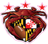 Washington Football Crab Maryland Crest, sticker decal die cut vinyl, 5x4.5"