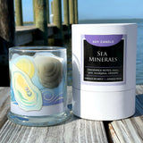 Luxury Soy Candle, Sea Minerals, Hand Poured/Hand Labeled, Housed in Decorative Gift Packaging.