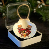 Coastal Red Crab Feast Shell Ornament in Gift Box