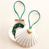 Back of Coastal Holiday Crab, 3.5" Shell Ornament, Ready to Hang