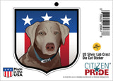 US Silver Lab Crest Sticker, die cut vinyl