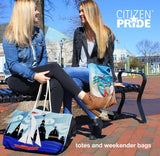 Citizen Pride tote bag fans in Annapolis at City Dock