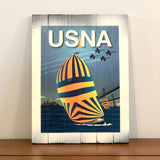 “USNA” High Noon Sailing in Chesapeake Bay, Wooden Sign, 8.75 x 11.75 x 1”