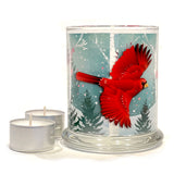 Candle Holder, Winter Cardinal, with 2 Tealight Candles