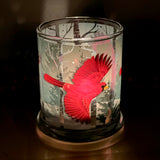 Candle Holder, Winter Cardinal, with 2 Tealight Candles