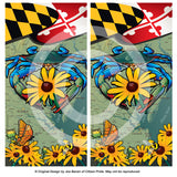 MD Blue Crab Black-Eyed Susan Cornhole Board Vinyl Skin Wraps, 24x48"