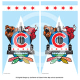 Chicago Sports Fan Crest Cornhole Board Vinyl Skin Wraps, 24x48"