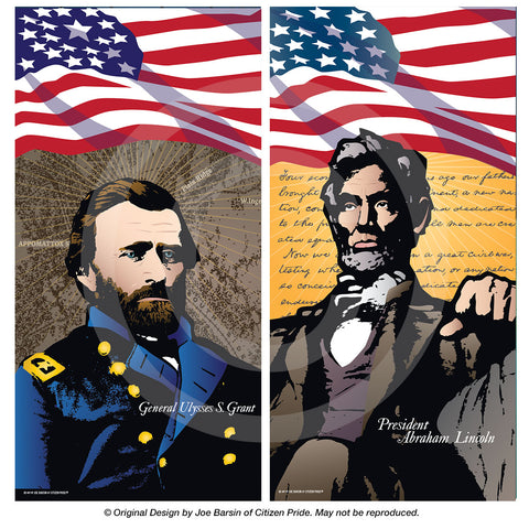 Lincoln & Grant Civil War Cornhole Board Vinyl Skin Wraps, 24x48"
