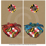 Maryland Red and Blue Crab Crest Cornhole Board Vinyl Skin Wraps, 24x48"