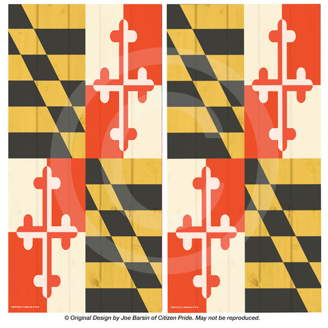 Maryland Flag woodgrain Cornhole Board Vinyl Skin Wraps, 24x48"