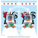 Chicago Sports Fan Crest II Cornhole Board Vinyl Skin Wraps, 24x48"