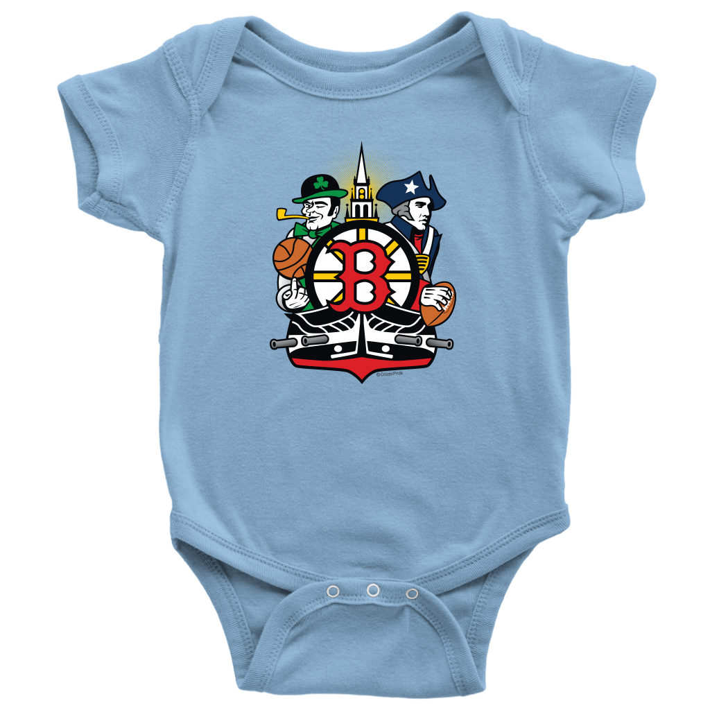 Boston Sports Fan Crest Baby Onesie