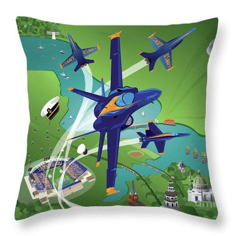 Blue Angels Over Annapolis - Throw Pillow