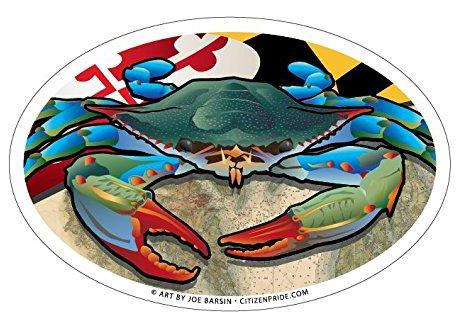 Maryland Blue Crab Oval Sticker, 6x4