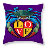 Blue Crab Love Crest - Throw Pillow