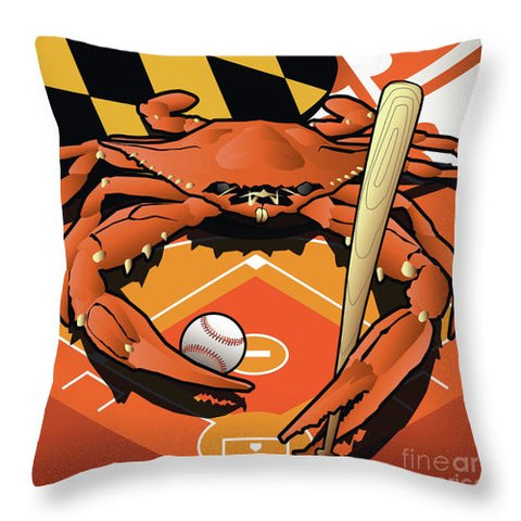 Maryland Crab Baltimore Orioles Baseball - Throw Pillow