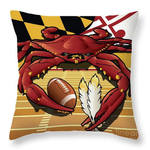 Maryland Crab Celebrating Washington Football - Throw Pillow