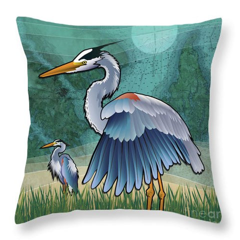 Coastal Blue Herons Of The Chesapeake Bay - Throw Pillow
